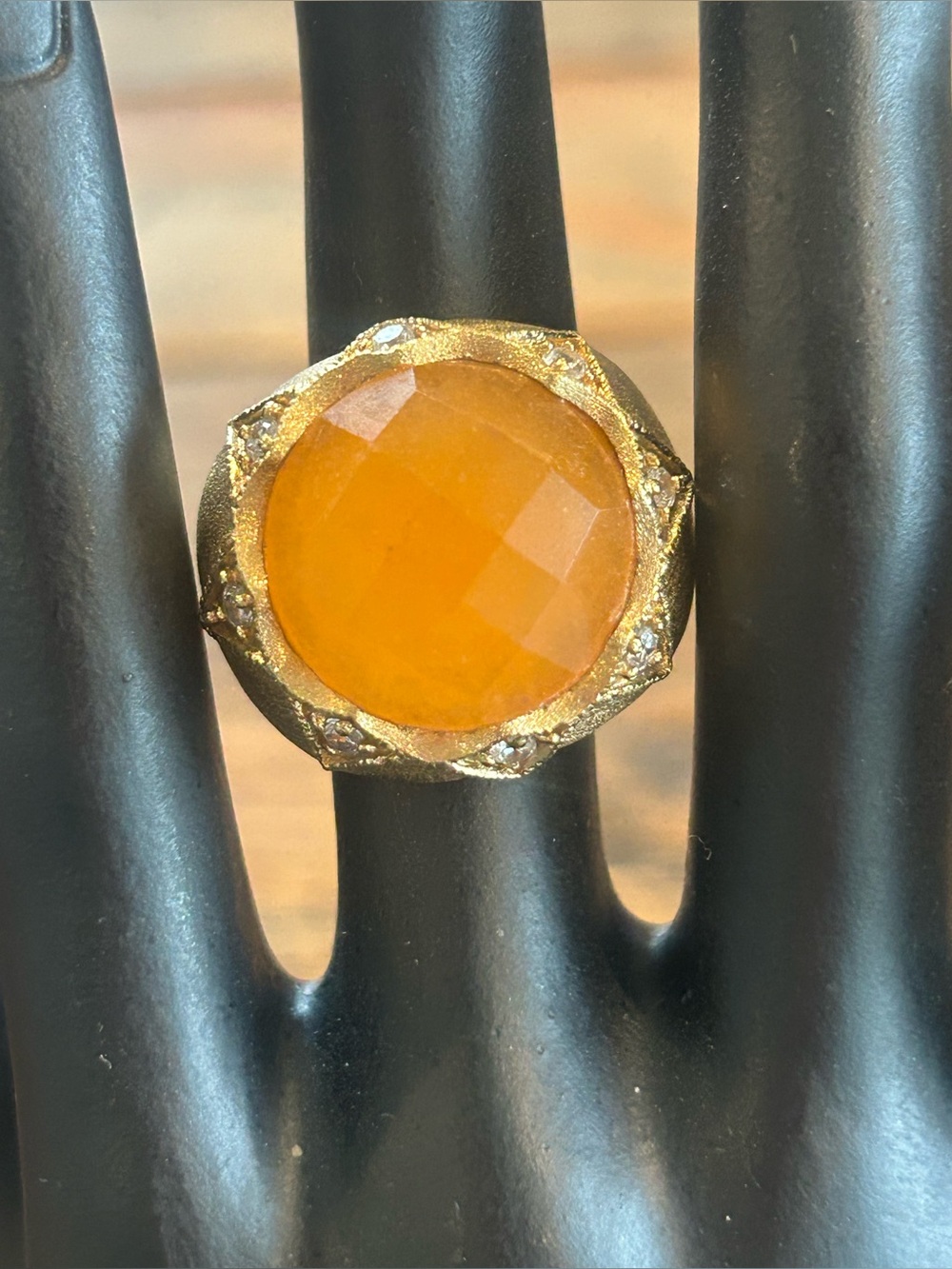 Rivka Friedman Retired Orange Cabachon Cocktail Ring      Sz 7